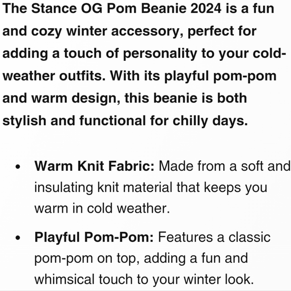 NWT Unisex Stance OG Pom Beanie - Picture 7 of 8